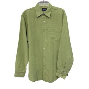 Indigo Palms Men’s Shirt M Green Check Long Sleeve Button Front Modal Blend